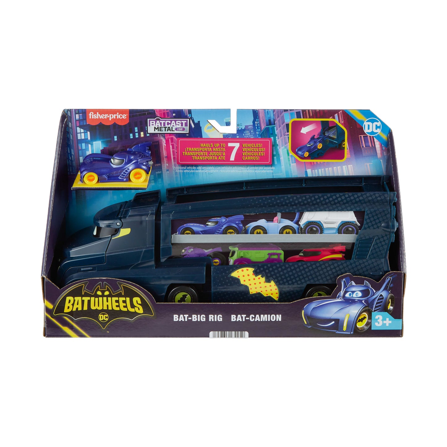 Fisher-Price DC Batwheels Bat-Big Rig Toy Hauler & Car With Ramp & Vehicle Storage