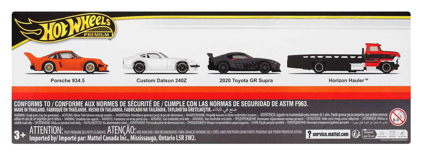 Hot Wheels Premium Collector Display Sets, 3 Cars & 1 Transporter