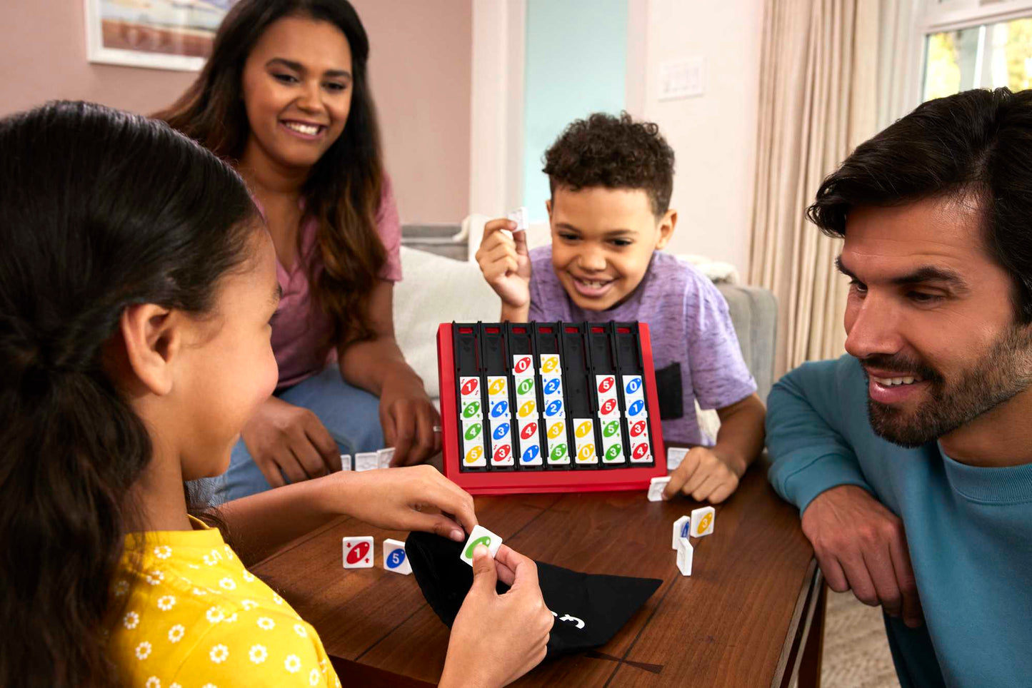 UNO Quatro Game For Adult, Family & Game Night, 2 To 4 Players, Ages 7 Years & Up