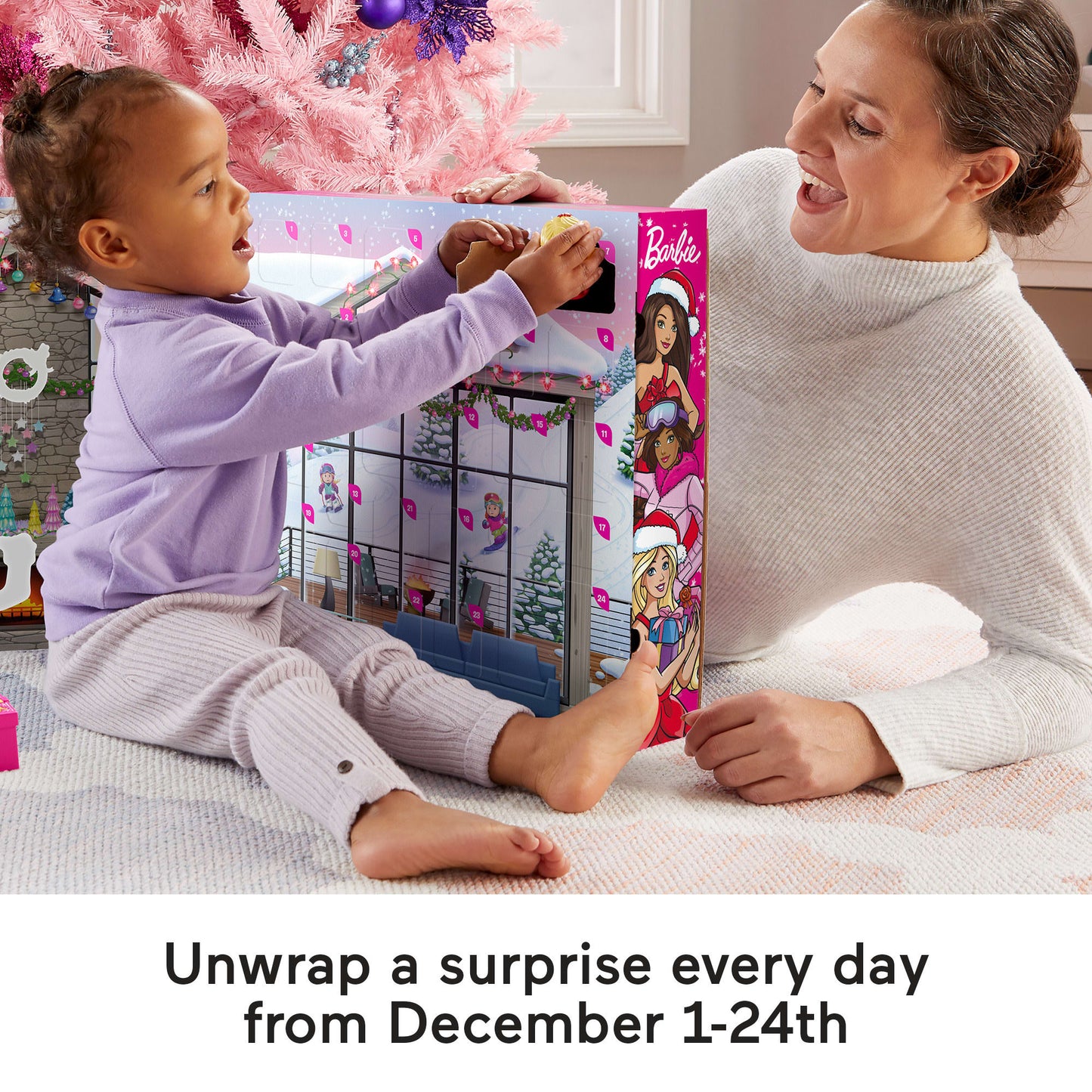 Fisher-Price Little People Barbie Advent Calendar Playset, Christmas Gift For Toddlers, 24 Toys