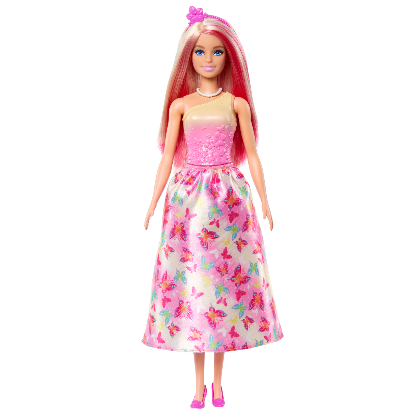 Barbie Royal Doll With Pink And Blonde Hair, Butterfly-Print Skirt And Accessories